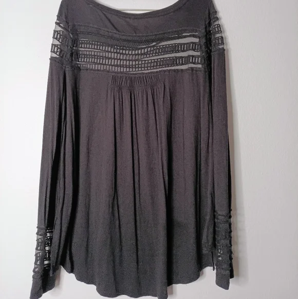 Free People Roxie Mesh Black Sheer Panel Women's Top Whimsy Fairy Goth Grunge - Picture 5 of 5